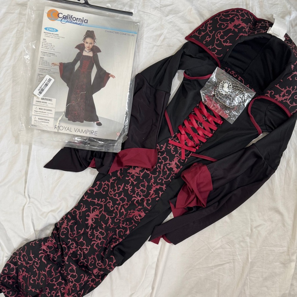 California Costumes Royal Vampire Girls Size L 10-12 Black Goth Halloween